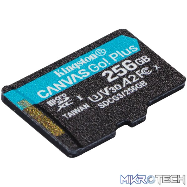 KINGSTON 256GB MICROSDXC CANVAS GO PLUS 170R A2 U3 V30 CARD + ADP - Image 4