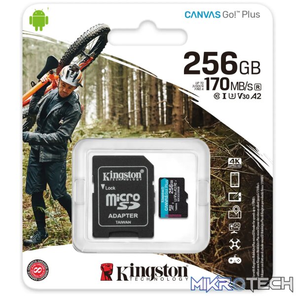 KINGSTON 256GB MICROSDXC CANVAS GO PLUS 170R A2 U3 V30 CARD + ADP - Image 5