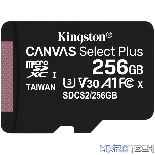 KINGSTON 256GB MICSDXC CANVAS SELECT PLUS 100R A1 C10 CARD + ADP - Image 3