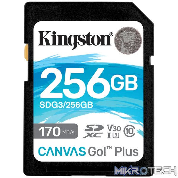 KINGSTON 256GB SDXC CANVAS GO PLUS 170R C10 UHS-I U3 V30 KINGSTON 256GB SDXC CANVAS GO PLUS 170R C10 UHS-I U3 V30
