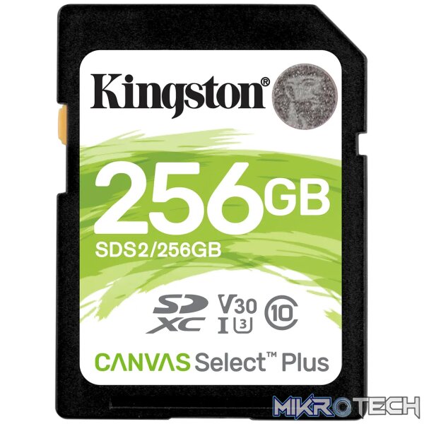 KINGSTON 256GB SDXC CANVAS SELECT PLUS 100R C10 UHS-I U3 V30 KINGSTON 256GB SDXC CANVAS SELECT PLUS 100R C10 UHS-I U3 V30