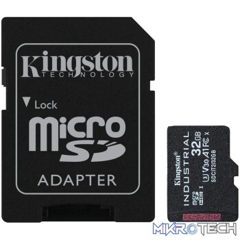 KINGSTON 32GB MICROSDHC INDUSTRIAL C10 A1 PSLC CARD + SD ADAPTER