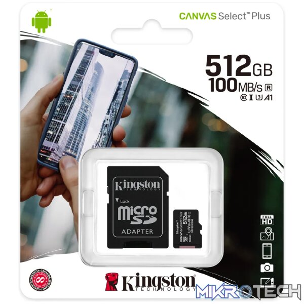 KINGSTON 512GB MICSDXC CANVAS SELECT PLUS 100R A1 C10 CARD + ADP - Image 7