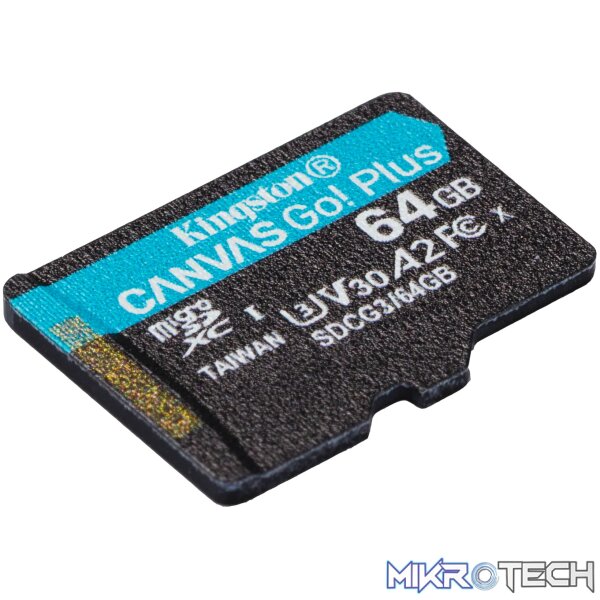 KINGSTON 64GB MICROSDXC CANVAS GO PLUS 170R A2 U3 V30 CARD + ADP - Image 4