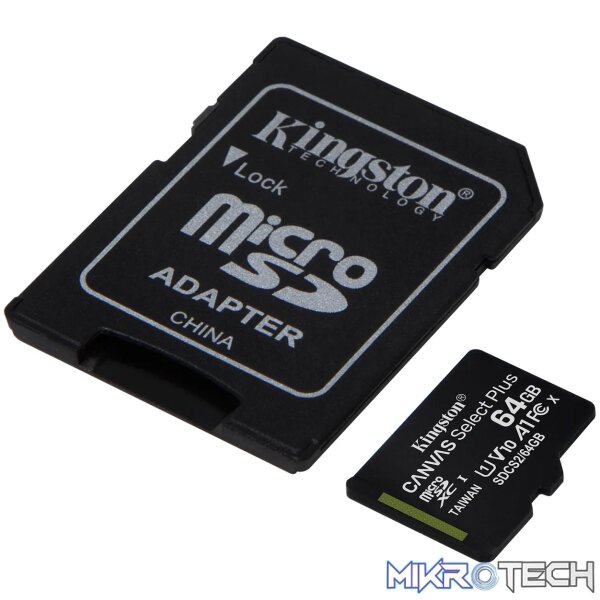 KINGSTON 64GB MICSDXC CANVAS SELECT PLUS 100R A1 C10 TWO PACK +  SINGLE ADP - Image 2