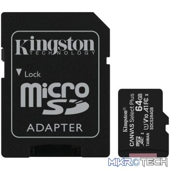 KINGSTON 64GB MICSDXC CANVAS SELECT PLUS 100R A1 C10 TWO PACK +  SINGLE ADP