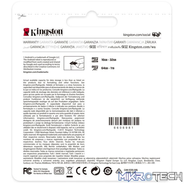 KINGSTON 64GB MICSDXC CANVAS SELECT PLUS 100R A1 C10 TWO PACK +  SINGLE ADP - Image 6