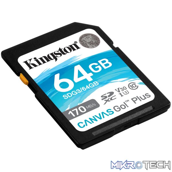 KINGSTON 64GB SDXC CANVAS GO PLUS 170R C10 UHS-I U3 V30 - Image 2