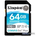 KINGSTON 64GB SDXC CANVAS GO PLUS 170R C10 UHS-I U3 V30