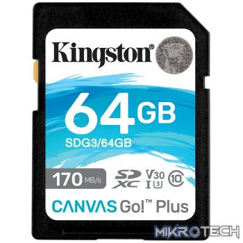 KINGSTON 64GB SDXC CANVAS GO PLUS 170R C10 UHS-I U3 V30