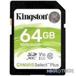 KINGSTON 64GB SDXC CANVAS SELECT PLUS 100R C10 UHS-I U1 V10