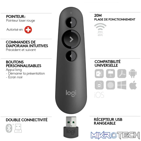 LOGITECH R500S RED LASER PRESENTATION REMOTE - Image 6