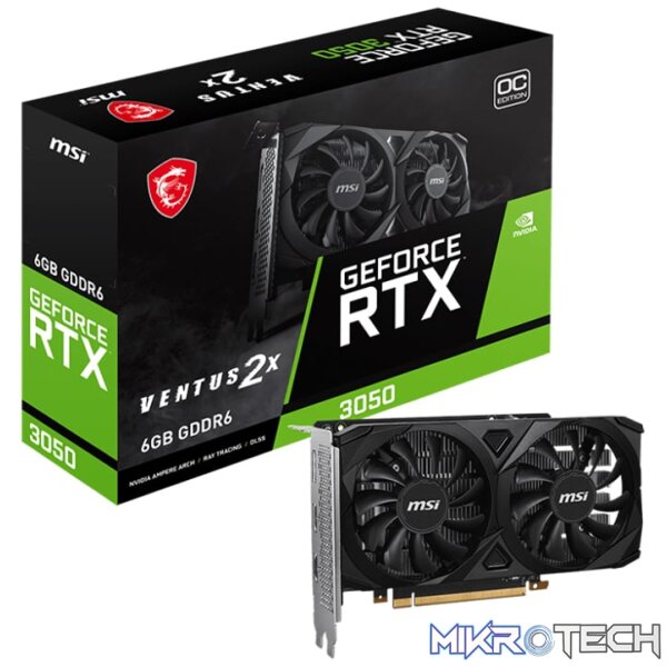 MSI Nvidia GeForce RTX 3050 Ventus 2X 6G OC GDDR6 96-BIT Graphics Card MSI Nvidia GeForce RTX 3050 Ventus 2X 6G OC GDDR6 96-BIT Graphics Card