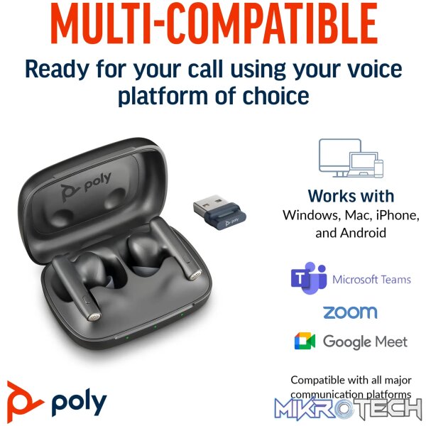 POLY VOYAGER FREE 60 BT HC USB-A BT700D NC BLACK - Image 6