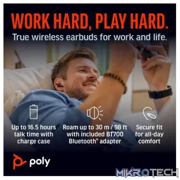 POLY VOYAGER FREE 60 BT HC USB-C BT700D NC BLACK - Image 13