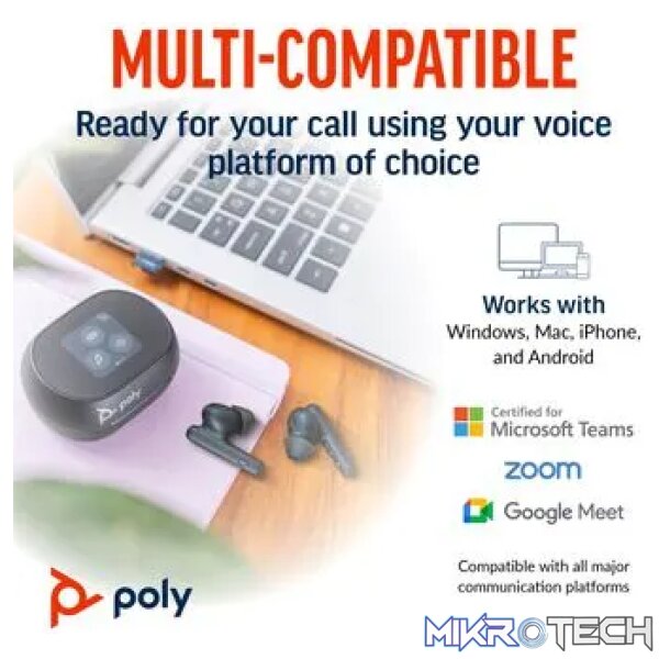 POLY VOYAGER FREE 60 BT HC USB-C BT700D NC BLACK - Image 7