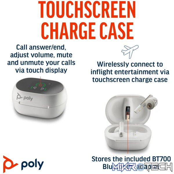 POLY VOYAGER FREE 60+ BT TS HC USB-A BT700D NC WHITE - Image 11