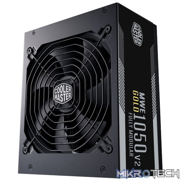 Product Cooler Master MWE 1050W EU 230V INTEL ATX 12V V2 80Plus Gold Certified Power Supply With 2 EPS Connectors, Active PFC, 140mm Hydro Dynamic Bearing Fan And Full Modular Flat Cables - Black Colour - Image 1