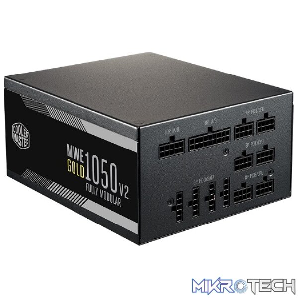 Cooler Master MWE 1050W EU 230V INTEL ATX 12V V2 80Plus Gold Certified Power Supply With 2 EPS Connectors, Active PFC, 140mm Hydro Dynamic Bearing Fan And Full Modular Flat Cables - Black Colour - Image 3