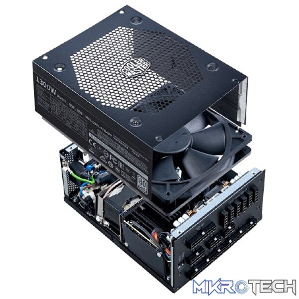 Cooler Master V Platinum Series 1300W 80Plus Platinum Certified Full Modular Power Supply With 1X 135mm TBB Fan And Single / Mult-Rail Switch - Black Colour - Image 4