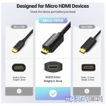 UGreen 20134 Micro HDMI Male to HDMI Female Adapter with 24K Gold-Plated Connector and Supports resolution up to 4k@60Hz - Black Colour - Image 4