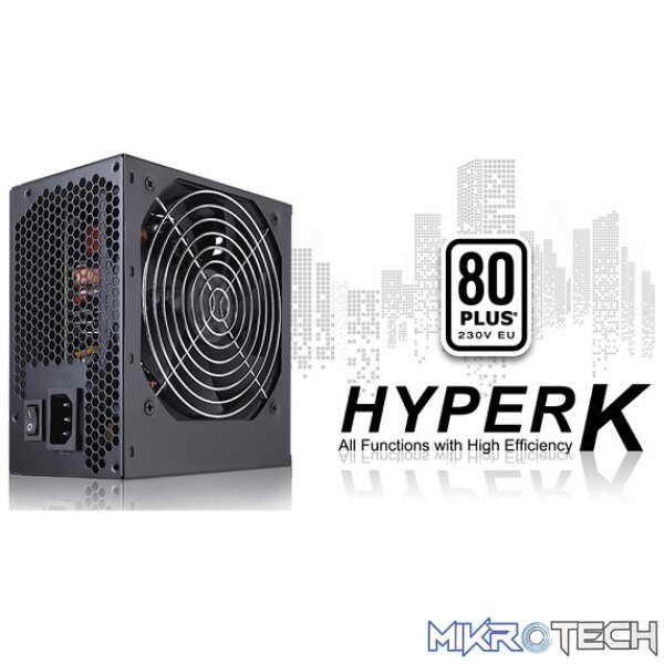 Product FSP Hyper K 500W 230V 80Plus White Power Supply With +12V Single Rail Design And 85% Efficiency And Active PFC Design - Black Colour - Image 1