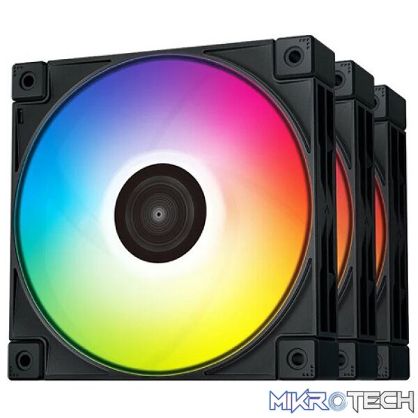 Product DeepCool FC120MM 3IN1 A-RGB Case Fan Set Built With PBT For Increased Durability And Transmit Both Power And RGB Data Signals - Black Colour - Image 1