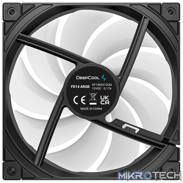 DeepCool FD14 ARGB 140MM High Performance Hydro Bearing 4-Pin PWM Fan Outfitted With 8-Pin Connection In Frame To Daisy Chain FD Fans And Full-Coverage Corner Rubber Pads For Reduced Vibrations - Black Colour - Image 4