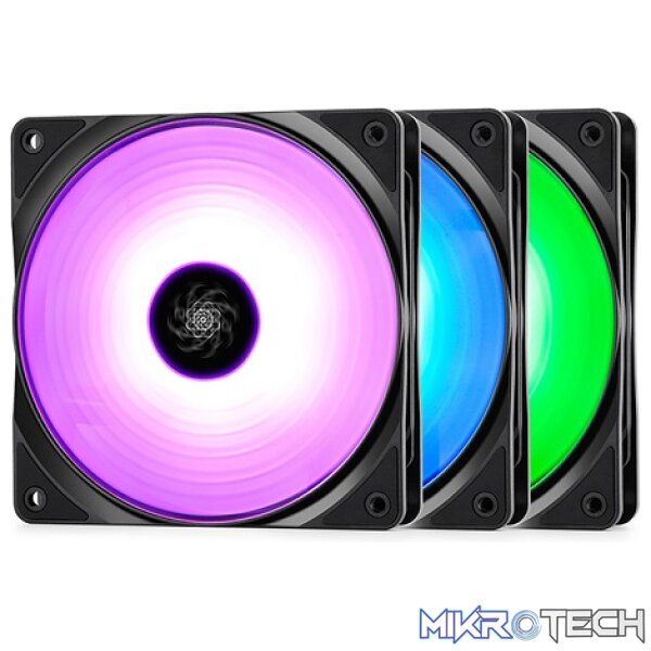 DeepCool RF120MM 3IN1 RGB Case Fan Set Features 18X RGB LEDs With 6X Ultra-Bright LEDs on Each Fan - Black Colour - Image 3