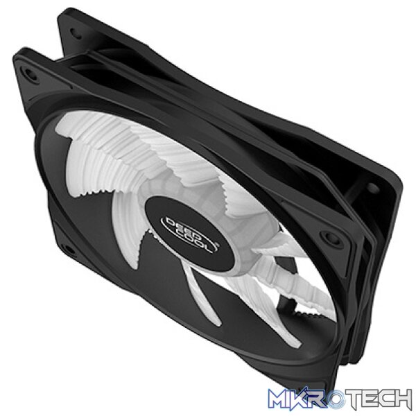 DeepCool RF120MM Case Fan With Built-in High Brightness Red LED and Powered via 4Pin Molex / 3Pin M/B Connector - Black Colour - Image 4