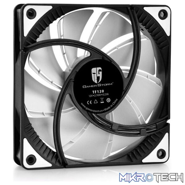 DeepCool TF120MM Case Fan With Built-in White LED Lighting and Features Unique Patented 2-Layer Blade Design - Black Colour - Image 2