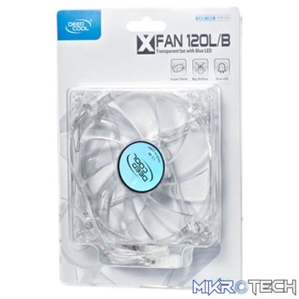 DeepCool XFAN 120mm Case Fan With Blue LED and High-Quality Transparent Material Fan Structure - Clear Colour - Image 4