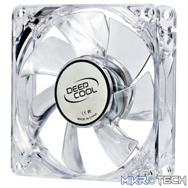 DeepCool XFAN 80mm Hydro Bearing Case Fan With Blue LED Lighting with High Quality Transparent Material and Low-noise operations - Clear Colour - Image 3