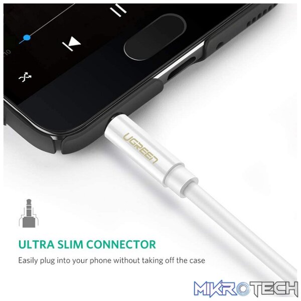 UGreen 10739 3.5mm Aux Male To 2X 3.5mm Female Stereo Audio 0.25m Splitter With Gold-Plated Connection Reducing Transmission Loss And Enable 2 Headphones Connections - White Colour - Image 2
