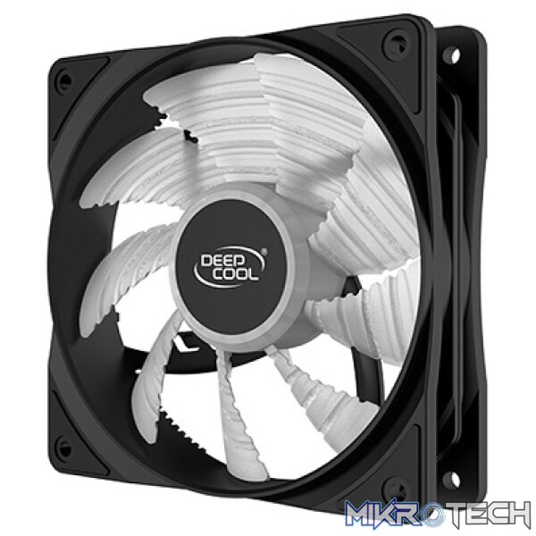 DeepCool RF120MM Case Fan With Built-in High Brightness White LED and Powered via 4Pin Molex / 3Pin M/B Connector - Black Colour - Image 2