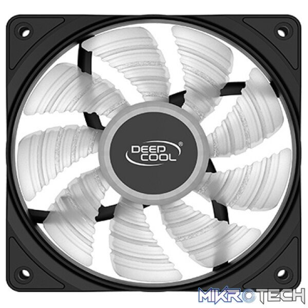 DeepCool RF120MM Case Fan With Built-in High Brightness White LED and Powered via 4Pin Molex / 3Pin M/B Connector - Black Colour - Image 3