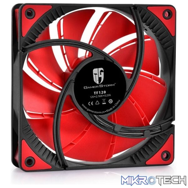 DeepCool TF120MM Case Fan Features Unique Patented 2-Layer Blade Design With Built-in Red LED - Black Colour - Image 2