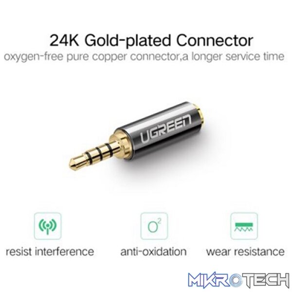 UGreen 20501 2.5mm Male to 3.5mm Female Audio Adapter with Gold-Plated Connector, Metal Casing & Connect 3.5mm Headphone to another device with 2.5mm audio jack - Black Colour - Image 3