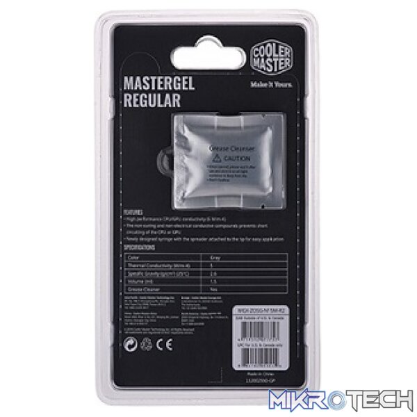 Cooler Master MasterGel Regular Thermal Paste With New Exclusive Flat Nozzle Syringe Design And Easy-To-Use Application - Grey Colour - Image 3