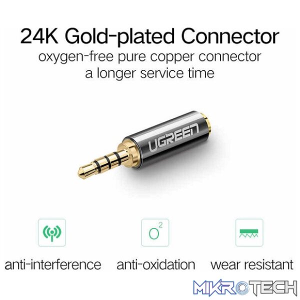 UGreen 20502 3.5mm Male to 2.5mm Female Audio Adapter with Gold-Plated Connectors, Metal Casing and Connect 2.5mm Audio Device to Another Device with 3.5mm Audio Jack - Black Colour - Image 3