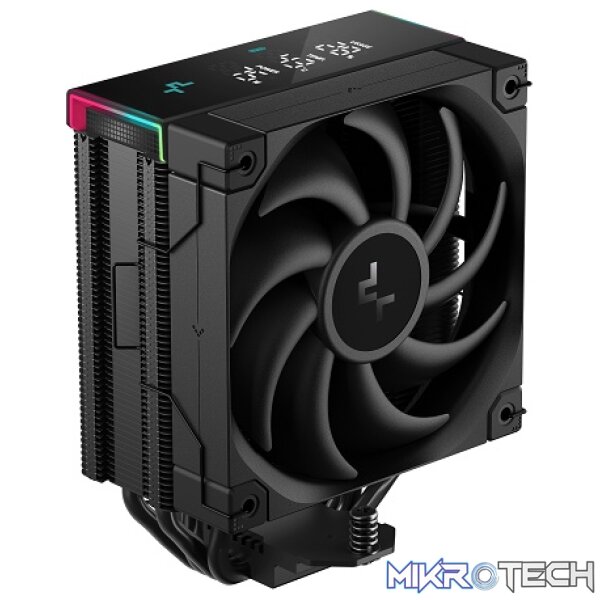 DeepCool AK400 Digital Pro Single Tower CPU Air Cooler With 4X Copper HeatPipes And 1X 120mm PWM Low Noise FDB Fans And Low-Profile Magnetic Full Status Digital LCD Display With ARGB LED Strips - Black Colour - Image 3
