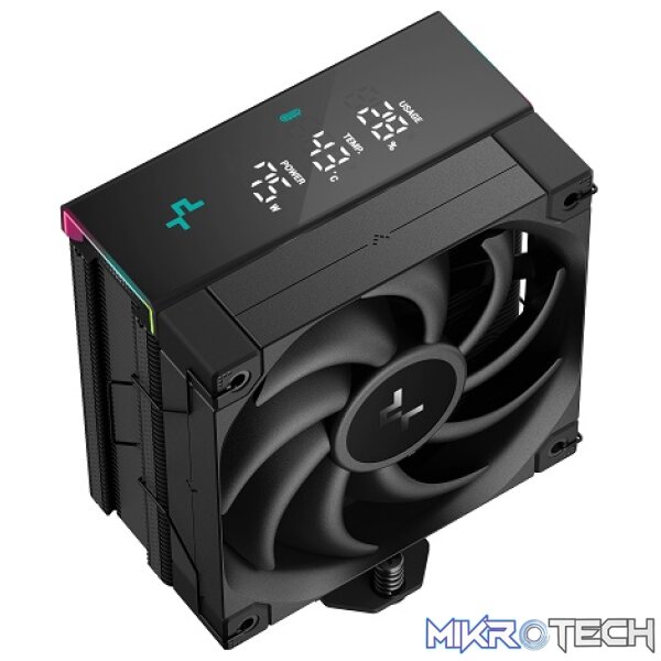 DeepCool AK400 Digital Pro Single Tower CPU Air Cooler With 4X Copper HeatPipes And 1X 120mm PWM Low Noise FDB Fans And Low-Profile Magnetic Full Status Digital LCD Display With ARGB LED Strips - Black Colour - Image 4