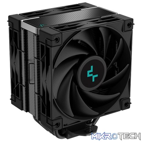 Product DeepCool AK400 Zero Dark Plus All-Black CPU Air Cooler With 4X Copper Heatpipe Design And 2X 120mm High-Performance Fluid Dynamic Bearing PWM Fans - Pure Black Colour - Image 1