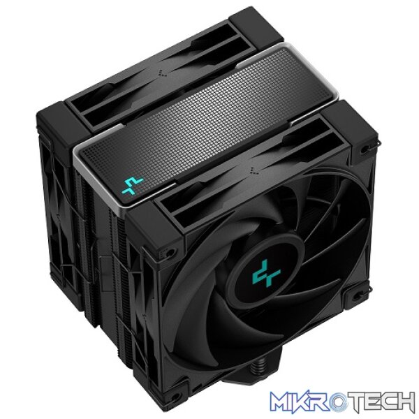 DeepCool AK400 Zero Dark Plus All-Black CPU Air Cooler With 4X Copper Heatpipe Design And 2X 120mm High-Performance Fluid Dynamic Bearing PWM Fans - Pure Black Colour - Image 2