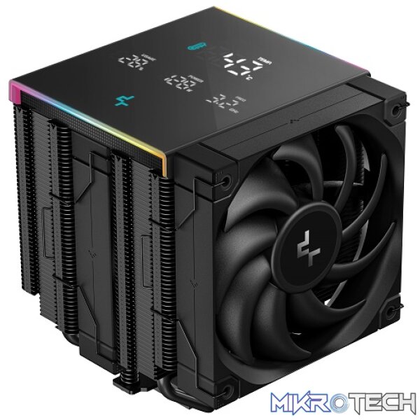 Product DeepCool AK620 Digital Pro Double Tower CPU Air Cooler With 6X Copper HeatPipes And 2X 120mm PWM Low Noise FDB Fans And Low-Profile Magnetic Full Status Digital LCD Display With ARGB LED Strips - Black Colour - Image 1