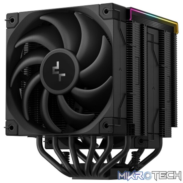 DeepCool AK620 Digital Pro Double Tower CPU Air Cooler With 6X Copper HeatPipes And 2X 120mm PWM Low Noise FDB Fans And Low-Profile Magnetic Full Status Digital LCD Display With ARGB LED Strips - Black Colour - Image 2