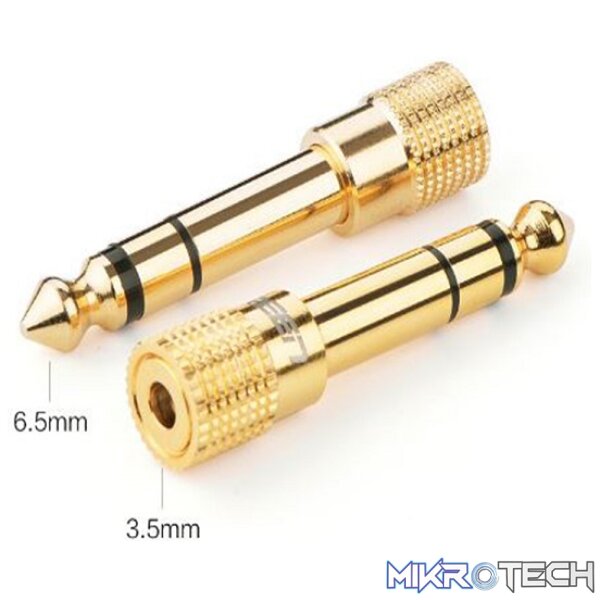 UGreen 20503 6.mm Male to 3.5mm Female Audio Adapter with Gold-Plated Connectors & Connect Headphones to Audio Devices with 6.3mm Port - Gold Colour - Image 2