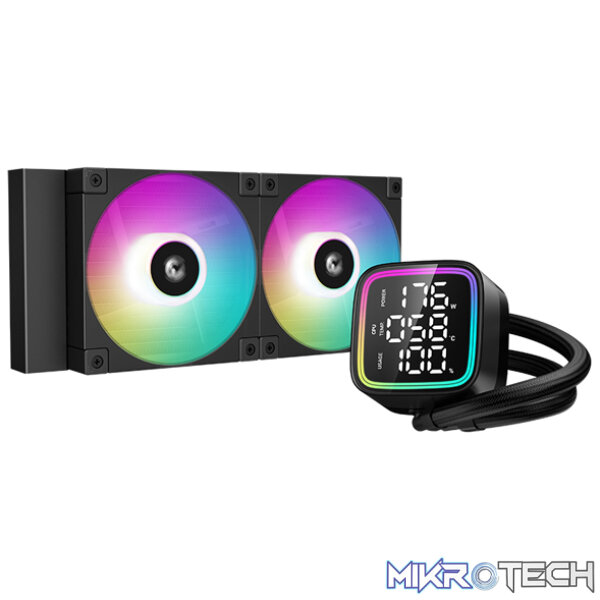 Product DeepCool LD240BK A-RGB All-In-One CPU Liquid Cooler With CPU Status Digital Display, Brand New 5th Gen Pump And 2X 120mm FD12 HB PWM Fans And Max. 280W TDP - Black Colour - Image 1
