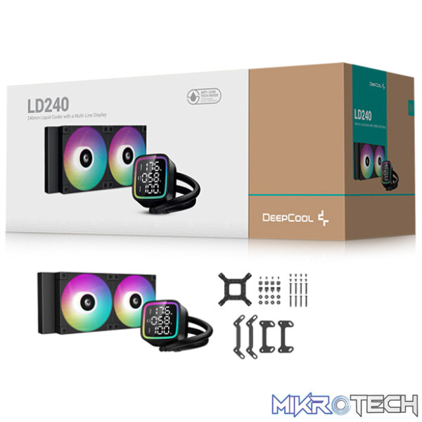 DeepCool LD240BK A-RGB All-In-One CPU Liquid Cooler With CPU Status Digital Display, Brand New 5th Gen Pump And 2X 120mm FD12 HB PWM Fans And Max. 280W TDP - Black Colour - Image 3