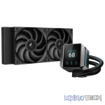 DeepCool Mystique 240BK All-In-One CPU Liquid Cooler With CPU Status Digital Display, Latest 5th Gen Pump With A-RGB LED Side And 2X 120mm FDB PWM Black Fans And Max. 280W TDP - Black Colour